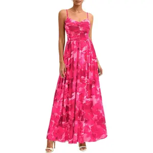 Women Summer Floral Maxi Dress Spirng Spaghetti Strap Mesh Boho Sundress Party Beach Vacation Long Dresses2026