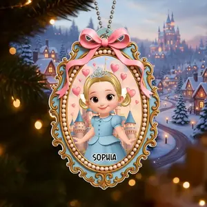 Personalized Princess Acrylic Ornament, Princess Acrylic Ornament, Fairy Tale Girl Ornament, Kids Princess Gift Ornament, Castle Theme Acrylic Ornament