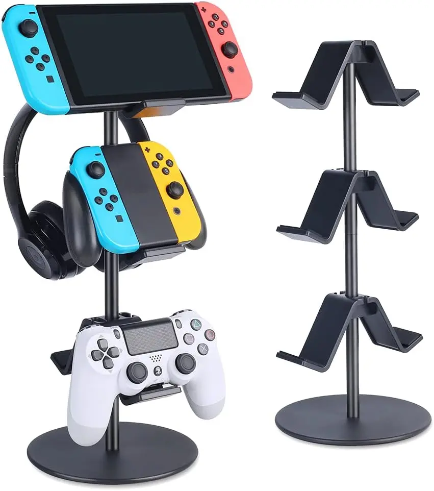 Controller Stand 3 Tier,Headphone Holder, Multi Adjustable  Controller Headset Hanger for All Universal Gaming PC Accessories,  PS4 PS5  ( Black)