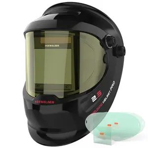 YESWELDER LYG-Q800D Panoramic Auto Darkened Welding Helmet with Side View | True Color Lens & 4 Sensors Welding Mask | Wide Shade 4/5-13 Welding Hood for TIG MIG ARC Cut Grind