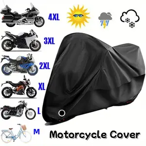 Motorcycle Cover, Bicycle Cover. Black Motorcycle Cover with Buckle, Anti-theft Lock Hole & Outdoor Storage Bag, 4-Season All-Day Thickened Protection for Bicycles & Motorcycles.