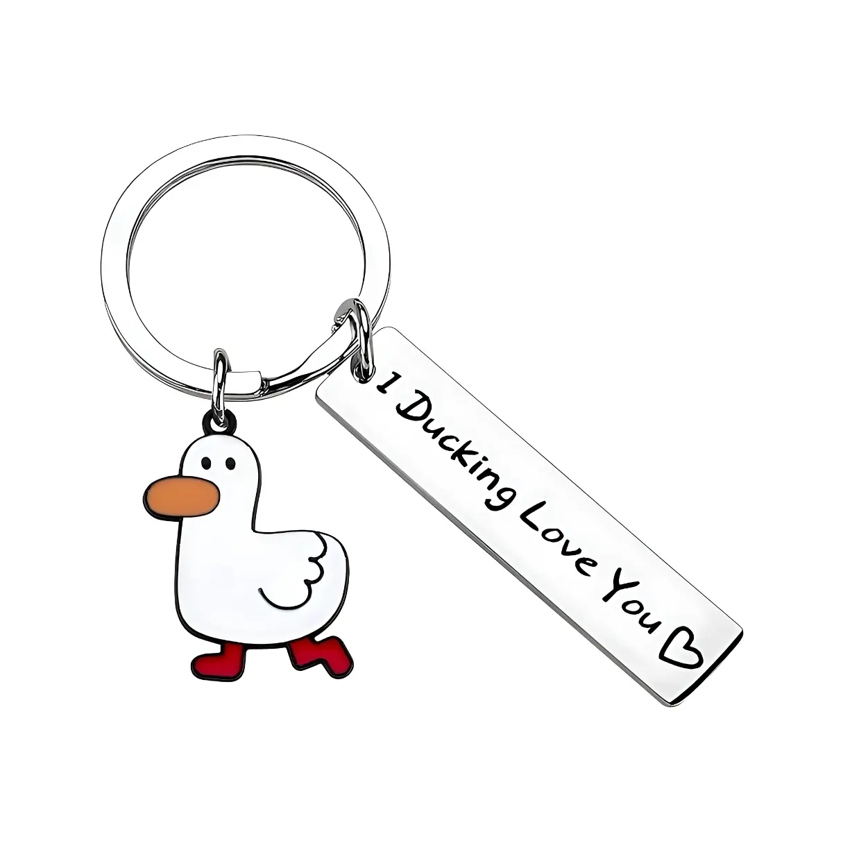 Cute Duck Keychain for Couples and Duck Lovers - Funny Keyring Gift