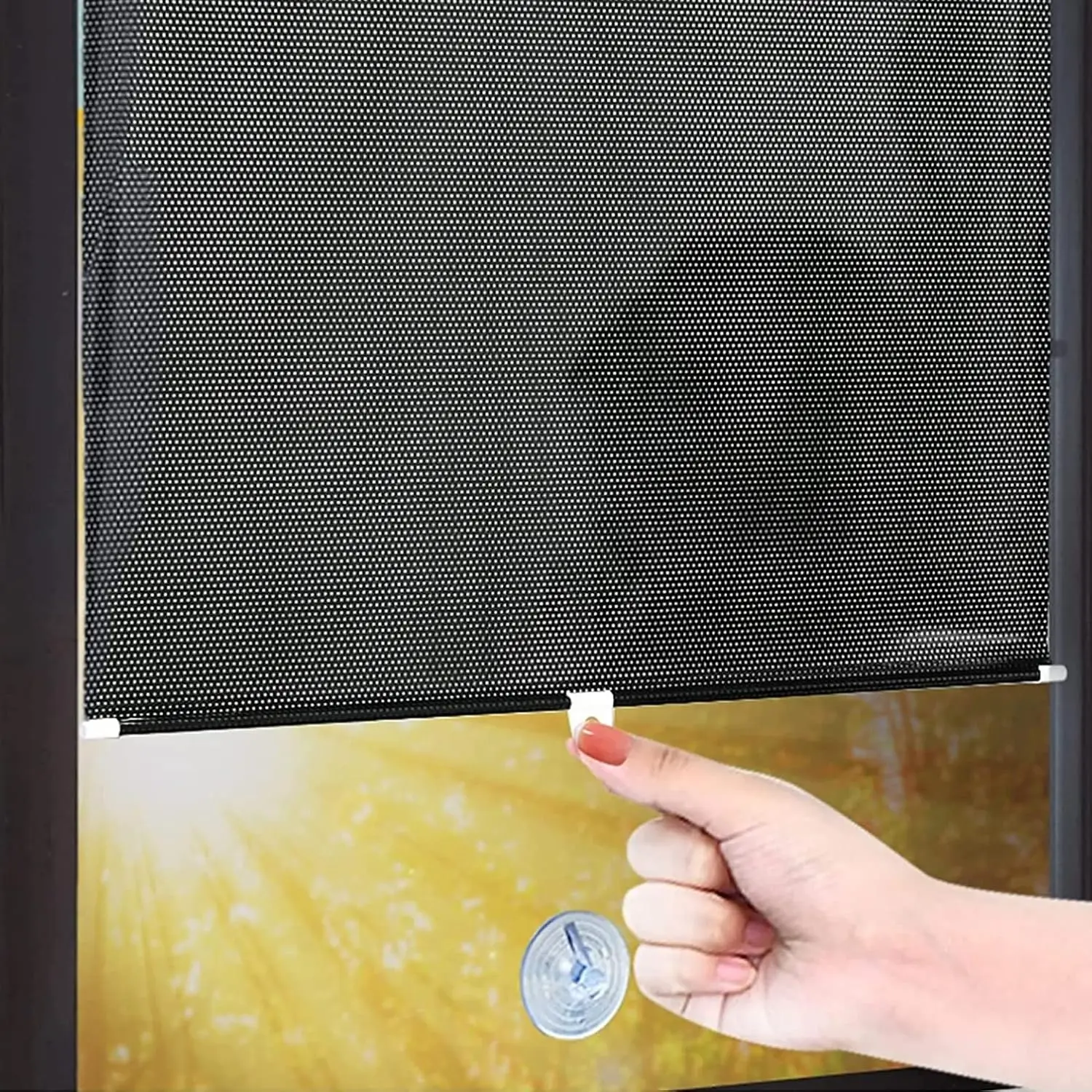 Automatic Retractable UV-Protective Car Front Window Sunshade Cover (15x23in) - Washable, Durable, Easy to Install & Store, Cools Interior, Protects Dashboard, UV Protective Sunshade, Auto Parts Accessories
