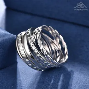 BEASON Jewelry Bohemian Twist Rope Wrap Ring for Women Multi-Layer Stacked Design Finger Ring Dynamic Hand Shaping Accessory Versatile for Daily Wear