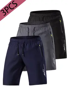 Men's Casual Summer Shorts, Soft Comfortable Fabric, Drawstring Waist, Zipper Pockets, Suitable for Basketball Running Fitness Daily Wear