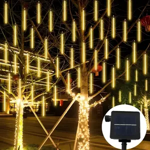 Waterproof Outdoor Solar Meteor Shower Lights for Christmas Garden Wedding Party Decoration Falling Rain Lights Warm LED String Light 30cm 8 Strips