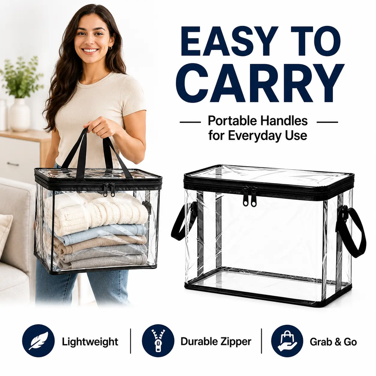 [Tonora] UFORU 2-4Pack Transparent PVC Foldable Zip Storage Organiser Bags - Indoor Toy, Student Book Storage Solutions for Home/Classroom #SummerWins #DFYD, Toy Storage