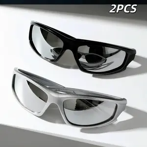 2Pcs Square Frame Eyeglasses Retro Y2K Fashion Stylish Unisex Glasses Lightweight Comfortable Wear Cool Street Look Classic Eyewear Ideal Accessory For Daily Casual Summer Outdoor Gathering Party Holiday Fashion Matching