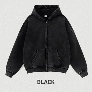 Men's Women's Unisex Double Zipper Hoodies Long Sleeve Cotton Y2K Style Casual Cardigan Sweatshirt with Pockets, Cotton Outerwear for Autumn and Winter, Vintage Acid Wash Cardigan Hooded Sweatshirt Jacket Coat Tops