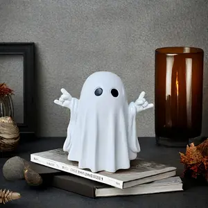 3D Rustic White Resin Ghost Figurine, Decorative Fidget Figurine, Cute Rocking Ghost Decoration for Home, Kitchen, Office, Desk, Yard, Halloween Decor