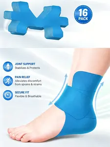 16 PCS Precut Kinesiology Tape for Ankle, Breathable Cotton Elastic Athletic Support Tape, Pain Relief & Ankle Stability, Helps Reduce Sprains, Muscle and Ligament Support for Running, Sports & Marathon