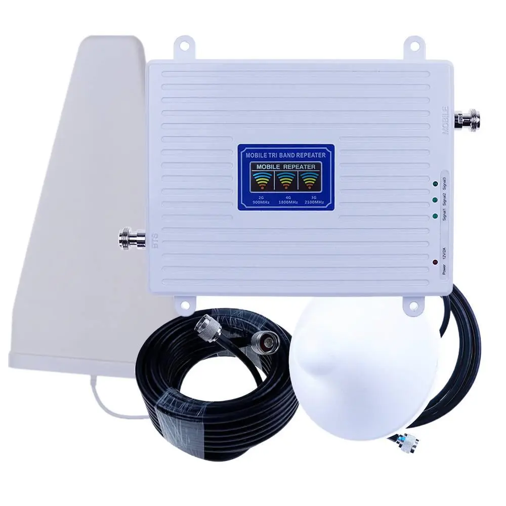 Home Multi-Frequency Weatherproof Amplifier Signal Booster - 850+1800+2100MHz Single Unit+Power Supply Wireless 5G-4G Mobile Network Repeater, Compatible with All Smartphones, Communication Enhancement Network Component