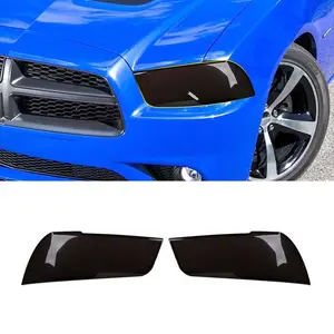 For 2011-2014 Dodge Charger Smoked Black Front Headlight Lamp Cover Trim Bezels (2 pcs)