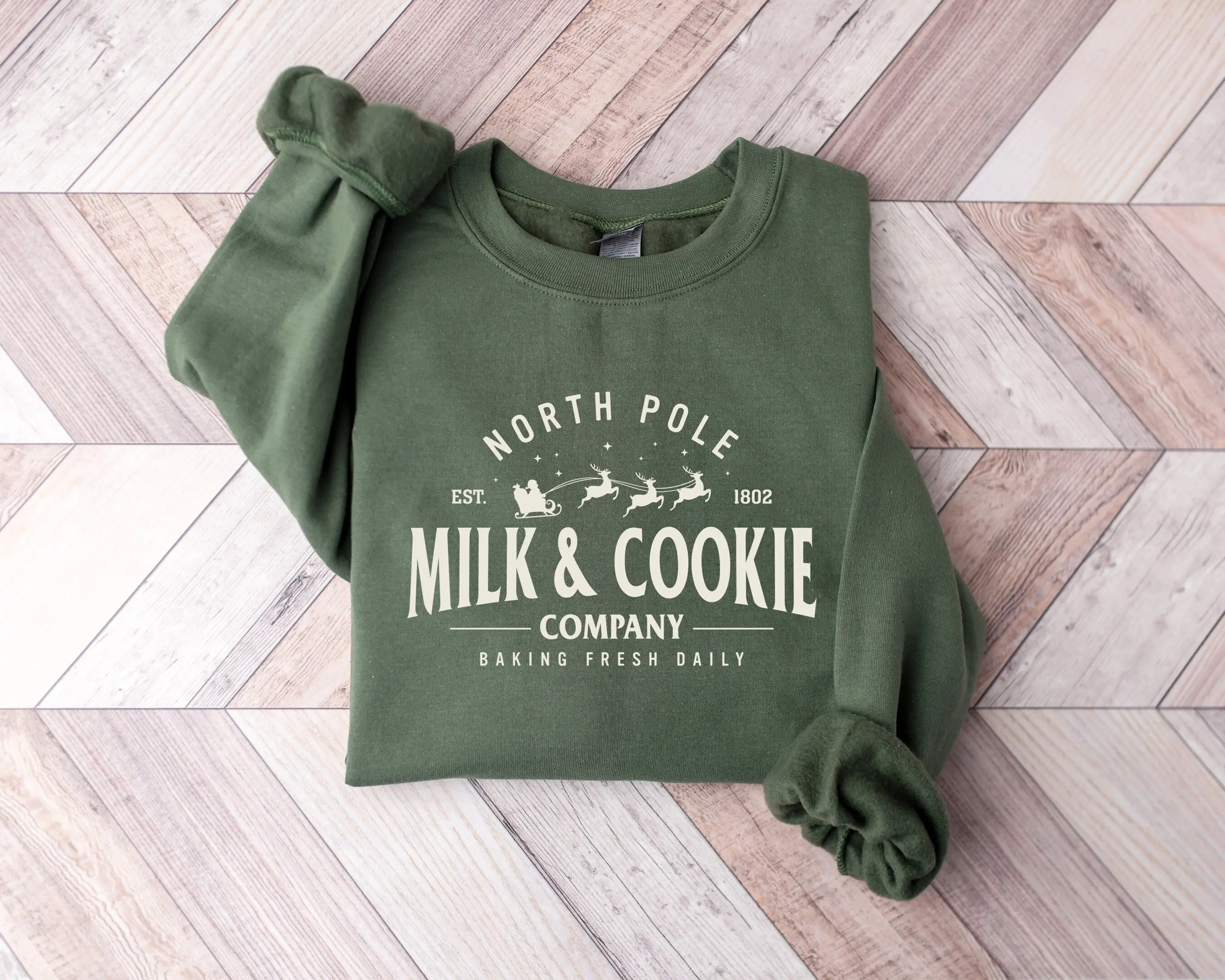 North Pole Milk And Cookie Co Sweatshirt, Christmas Sweater, Gingerbread Christmas Sweatshirt, Christmas Cookie Shirt, Ugly Christmas Holiday Sweater, Christmas Gift, Men's Women's Christmas Crewneck Sweatshirt