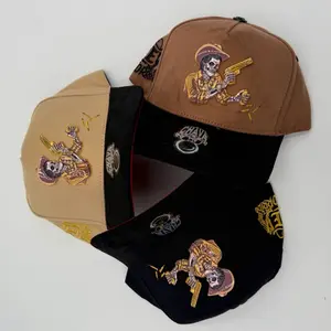 Gorra Chalino Sanchez Chava Hats - Brown & Black Baseball Caps with Unique Embroidered Designs