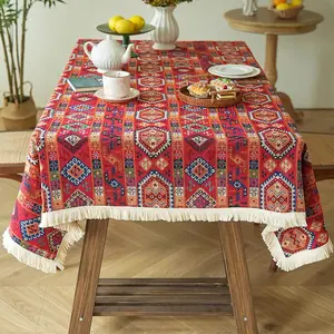 Vintage Floral Pattern Table Runner, 1 Count Boho Style Tablecloth, Decorative Table Cover for Home Kitchen Dining Room