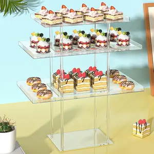 Transparent Acrylic Dessert Stand, Self-Service Table Heighten Rack, Suitable for Cupcakes, Pastries, Snacks, Weddings, Birthdays