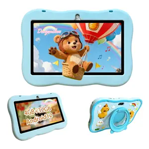 New Year Christmas Birthday Gift 7 Inch Android Touch Screen Tablet with Silicone Case, Durable Dual Camera Parental Control, Portable Education Tablet