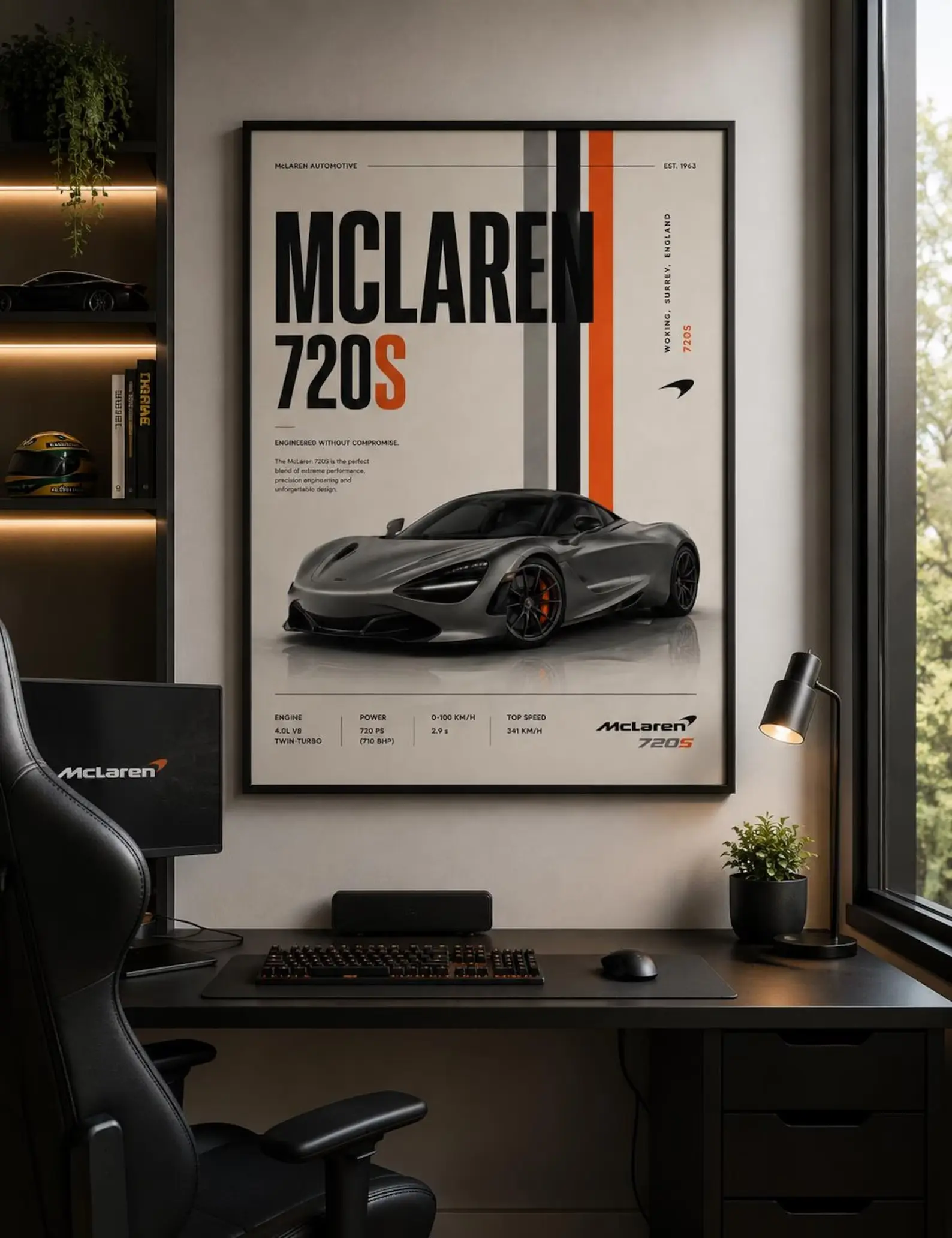 McLaren 720S Supercar Poster | Modern Automotive Wall Art (Gift for Enthusiasts)