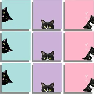 3/6/9/12 Pcs Cat Sticky Notes Set, Self-Adhesive Notepad, Cute Memo Reminder Cards, Perfect for Cat Lovers, Teachers, Office, School
