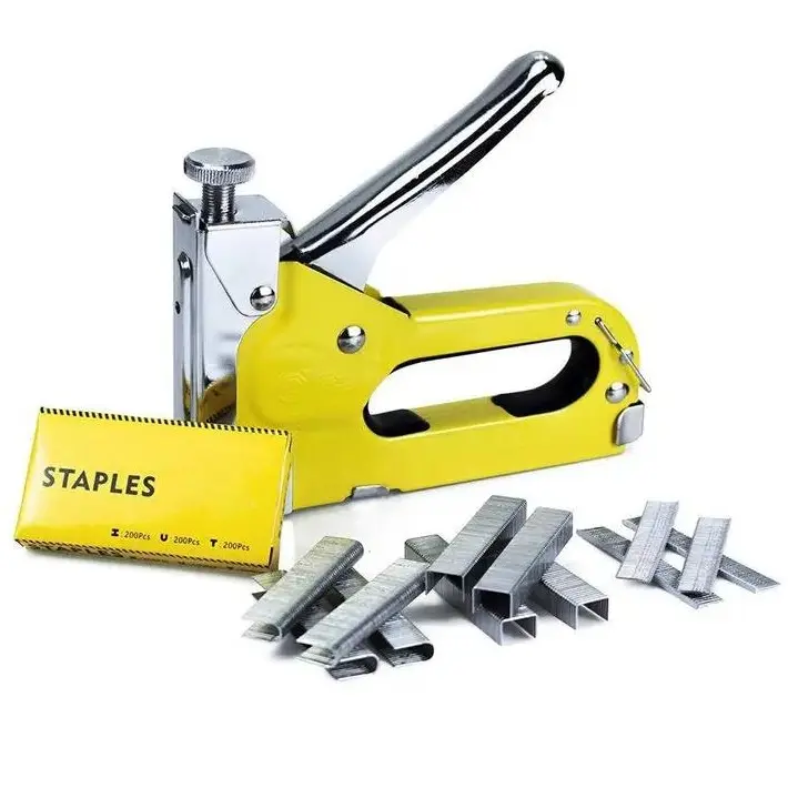 3-in-1 Heavy Duty Staple Gun & Brad Nailer with 600 Staples, Adjustable Top Pressure Knob, Power Adjustment for Wood Crafts, Carpentry