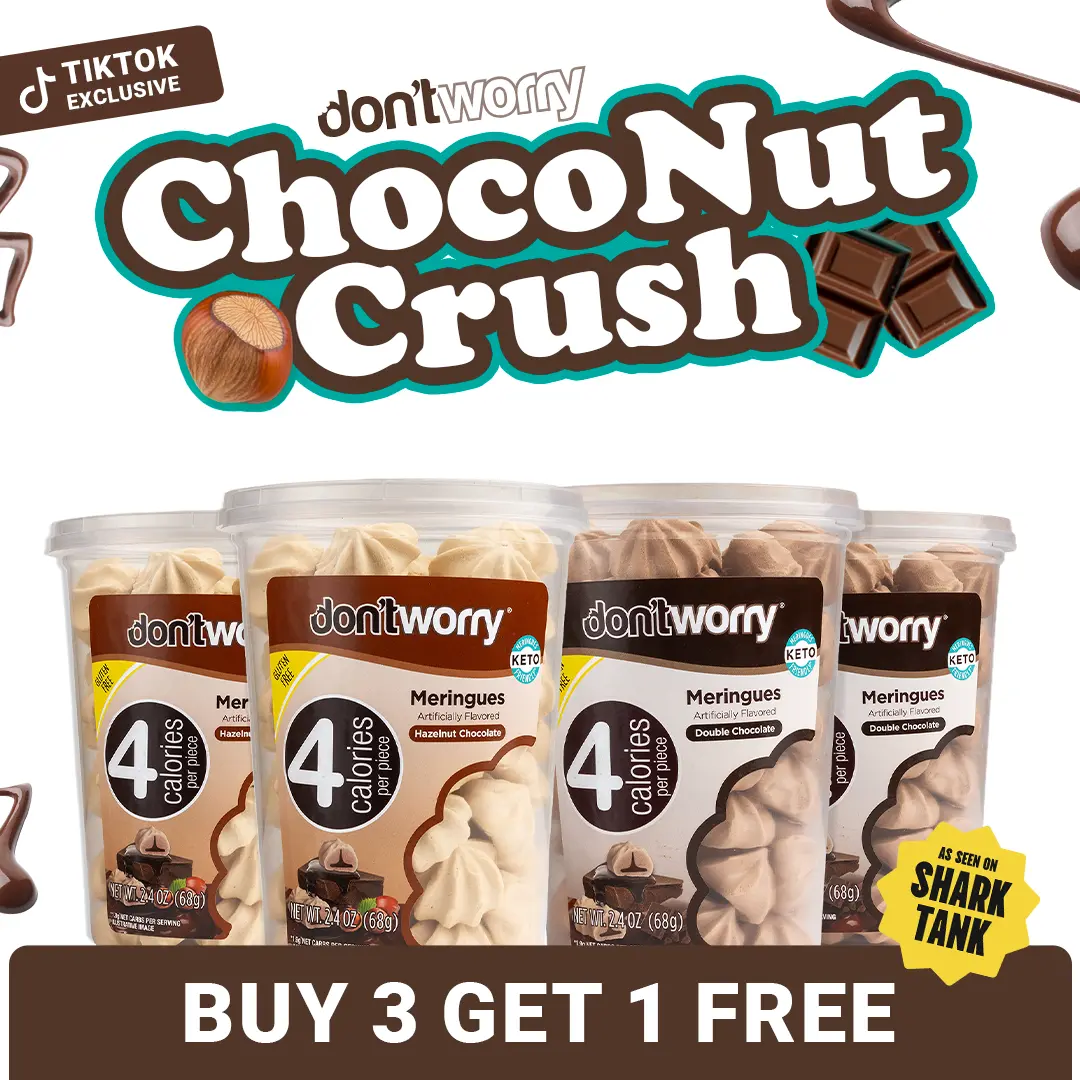 Don´t Worry | ChocoNut Crush Meringue Cookies | Gluten Free | 4 Calories per Pieces |  Halzenut and Double Chocolate