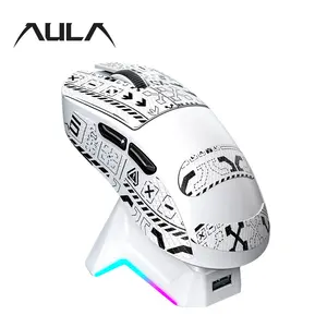 AULA SC610 three-mode mouse, wired/wireless connection, RGB magnetic charging base, anti-slip sticker, large-capacity battery, long battery life, six-speed DPI adjustment, ergonomic design, compatible with Windows/Mac/iOS system equipment.