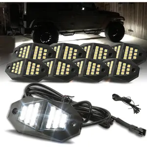 Winunite 210 Degrees Rock Lights,24 Wide Angle SMD Chips,6000K Pure White,IP67 waterproof,4M Extension Wires,High Adhesive Stickers,Plug and Play,Fits Trucks Trailer Cars SUV ATV UTV Boats RGB LED utv,cars accessories