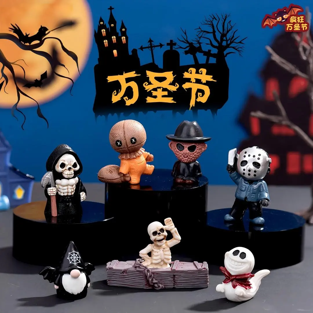 Resin doll Halloween skull decoration mini ornaments, collection-level dolls, doll collections, adult decompression collection toys, anime collections, perfect gifts for anime fans, and collection of figurines.