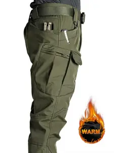 Men's Softshell Fleece Lined Work Pants, Multi-Functional Pockets, Warm Windproof Fabric, Casual Hiking Outdoor Wear