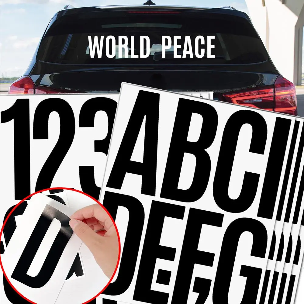 4 Sheets 5 Inch Big Alphabet Letter Numbers Stickers Removable Waterproof Letter Stickers for Car Mailbox Home Shop Office Decor