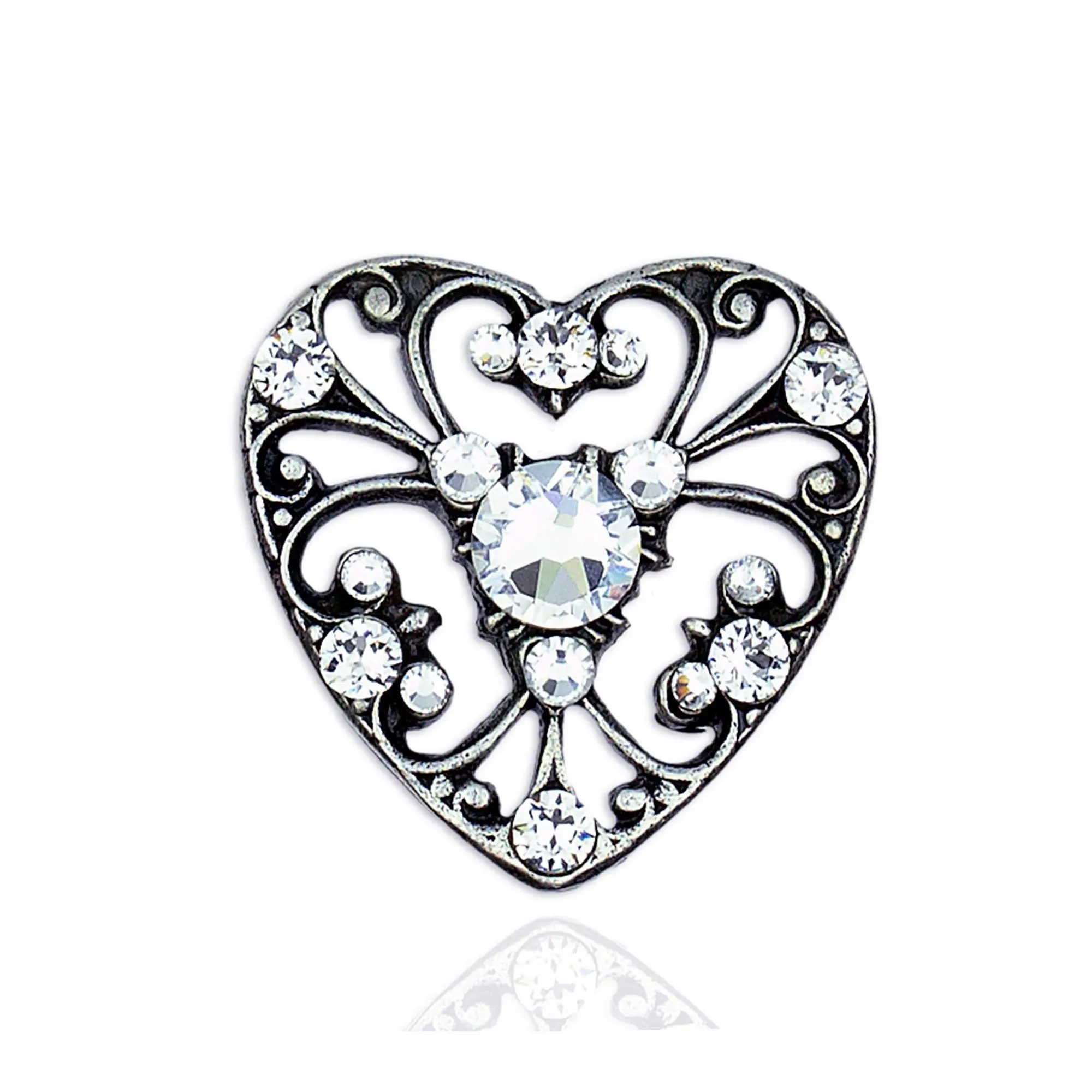 Anne Koplik Crystal Lace Heart Tie TackPin