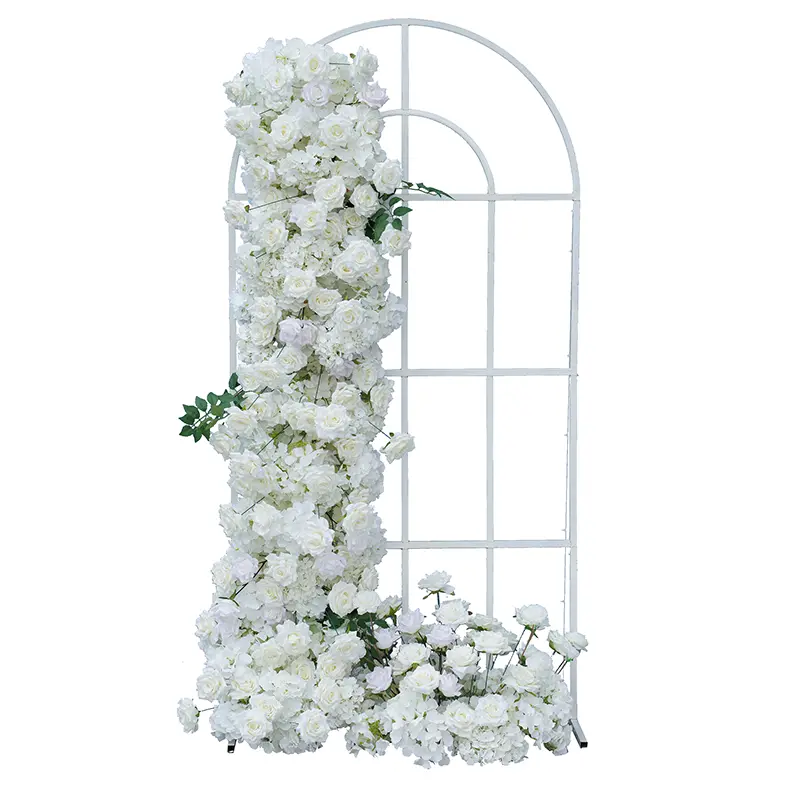 S-A8147 Silk White Rose Hydrangea Floral Arrangement, Decorative Piece for Sofa Table Runner, Room Decor Floor Flower