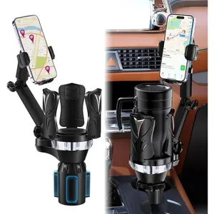 Car Cup Holder Phone Holder With Expandable Base, 2 in 1 Cup Phone Holder Adapter For Car, 360 Degree Rotating , Fits All 4-7inch Smartphones and Under 5.31'' inch Wide Most Bottles