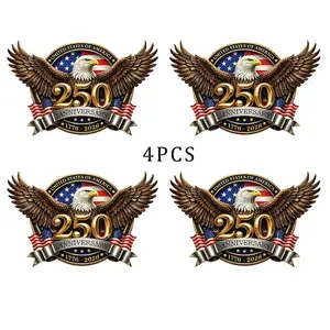 4PCS USA 250th Anniversary Car Decal – 1776-2026 Patriotic American Flag Vinyl Stickers, Independence Day 4th of July Decoration for Car Truck Window Laptop