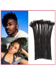 30pcs Dreadlock Extensions 0.6 Cm Width Locs Extensions Hair for Men/Women Permanent Dread Locs Extensions Hair Full Hand-Made Real human Hair