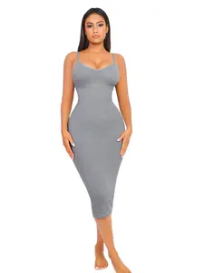 FeelinGirl Shapewear Dress Women Tummy Control Bodycon Dress Built in Bra Full Dress Seamless Body Shaper for Women Fabric Fit Womenswear