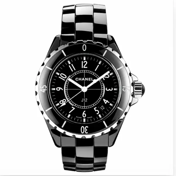 Chanel J12 33mm H0682 Quartz Black Polished Ceramic Black Dial Ladies Watch WHP043525