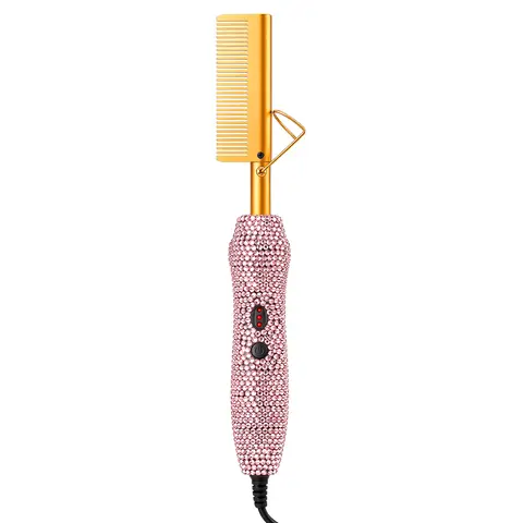 Goiple Electric Diamond Hot Comb Hair Styling Tool - 450°F Anti-Scald Pressing Comb for Natural Hair and Wigs