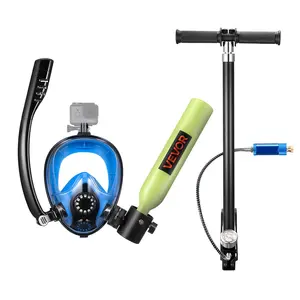 VEVOR 0.5L Mini Scuba Tank Diving Gear, Portable Reusable Diving Cylinder with Sub-Mask & Pump, 10-Minute Dive Time Emergency Rescue Pony Bottle for Snorkeling