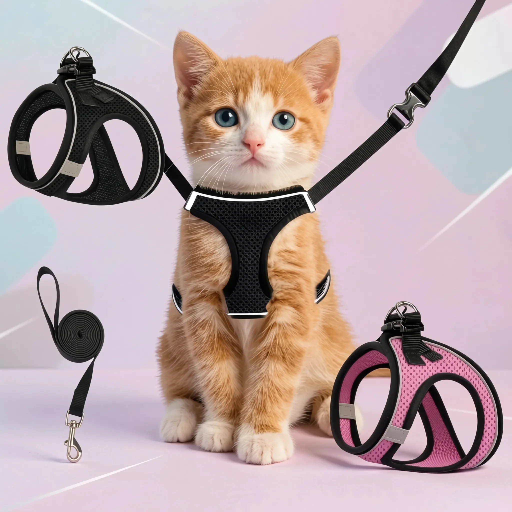 Escape-Proof Cat Harness & Leash Set  Breathable Mesh Step-in Vest for Walking