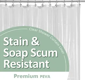 Plastic Shower Liner Clear - Premium PEVA Shower Curtain Liner with Rustproof Grommets and 3 Magnets, Waterproof Cute Lightweight Standard Size Bathroom Curtains - Clear