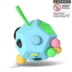 12 Sided Fidget Cube, Multifunction Durable Stress Relief Toy, Anti Depression Cube, Fidget Toy for ADHD, Anxiety, Focus Training Supplies for Students & Adults