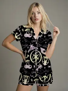 Pajama Retro Katseye Vintage Set - Katseye Beautiful Chaos, Gnarly & Soft is Strong Kpop Pajama Design - Gabriela Hoodie Style Sleepwear