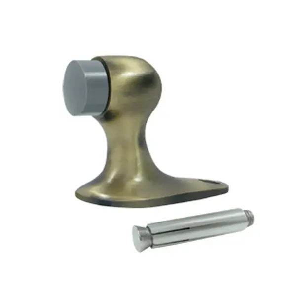 Deltana FDB218U5 Solid Brass Floor Door Bumper - 2.12 in, 2.125 in, 2.5 in Base, 1-Year Antique Finish, Corrosion-Proof, Cement Anchor Included, for Bath Door Hardware, Long-Lasting