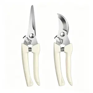 2pcs Stainless Steel Garden Pruning Shears, Sharp Hand Pruners with Straight & Curved Blades for Flowers, Plants, Fruit Trees & Branches