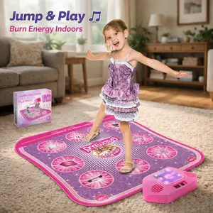 Princess Dance Mat, Dance Mixer Rhythm Step Play Mat, Pink Dance Pad with LED Lights, Adjustable Volume, Built-in Music, more Game Modes, Xmas B-Day Gifts for 3-12 Years Old Girls Toys