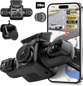 PRUVEEO 360 Degree View 4 Channel Dash Cam , Dash Camera for Cars with CPL, Built-in GPS WiFi Night Vision, 24/7 Recording Parking Mode Monitor, Free 128G Card， Hd Driving Recorder，Dashcam Vehicle Automotive Dvr，Rotatable Dashcam Video Dashcam