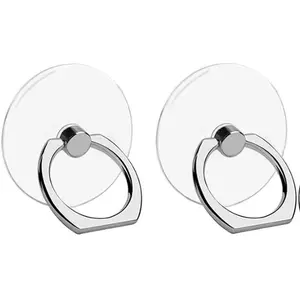 Transparent Phone Ring Holder Stand 2 Pcs, 360° Rotation Cell Phone Ring Holder Mobile Finger Kickstand Hand Phone Grip for iPhone, Clear Phone Ring for Phone Case (Round) Cellphone Protective