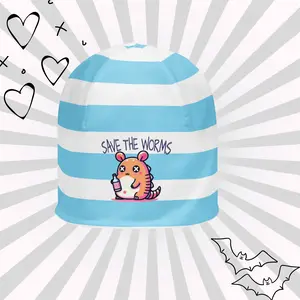DreamSage Save The Worms Striped Beanie - 95% Polyester 5% Spandex Double-layered Regular Fit OEKO-TEX 100 Certified Ethically Sourced